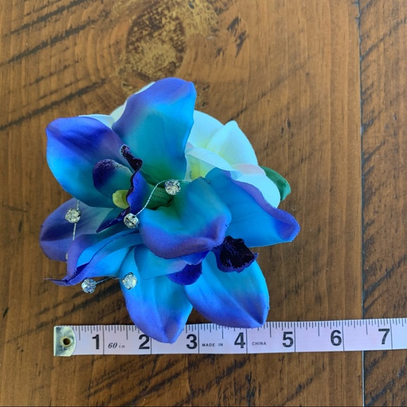 Bridal Hair Clip Maui Blue Orchid Plumeria main image 13